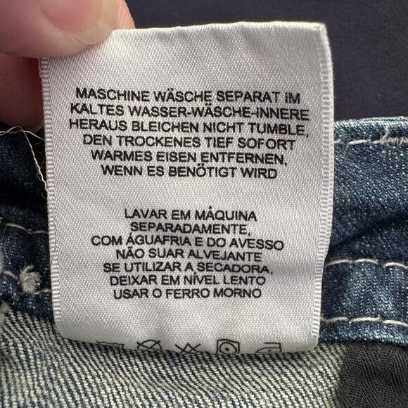 Miss Me Jeans Womens 27 Boyfriend Capri Blue Distressed Embellished Denim Pocket - Picture 12 of 16